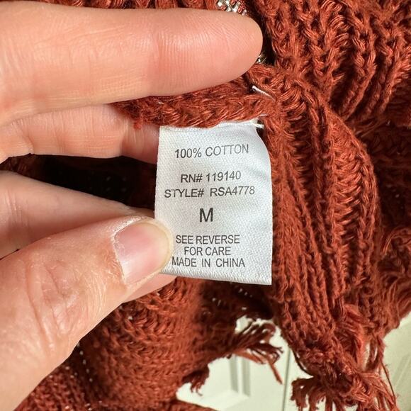 Purple Snow Rust Frayed Hem Hooded Full Zip Cardigan Sweater - Picture 8 of 13